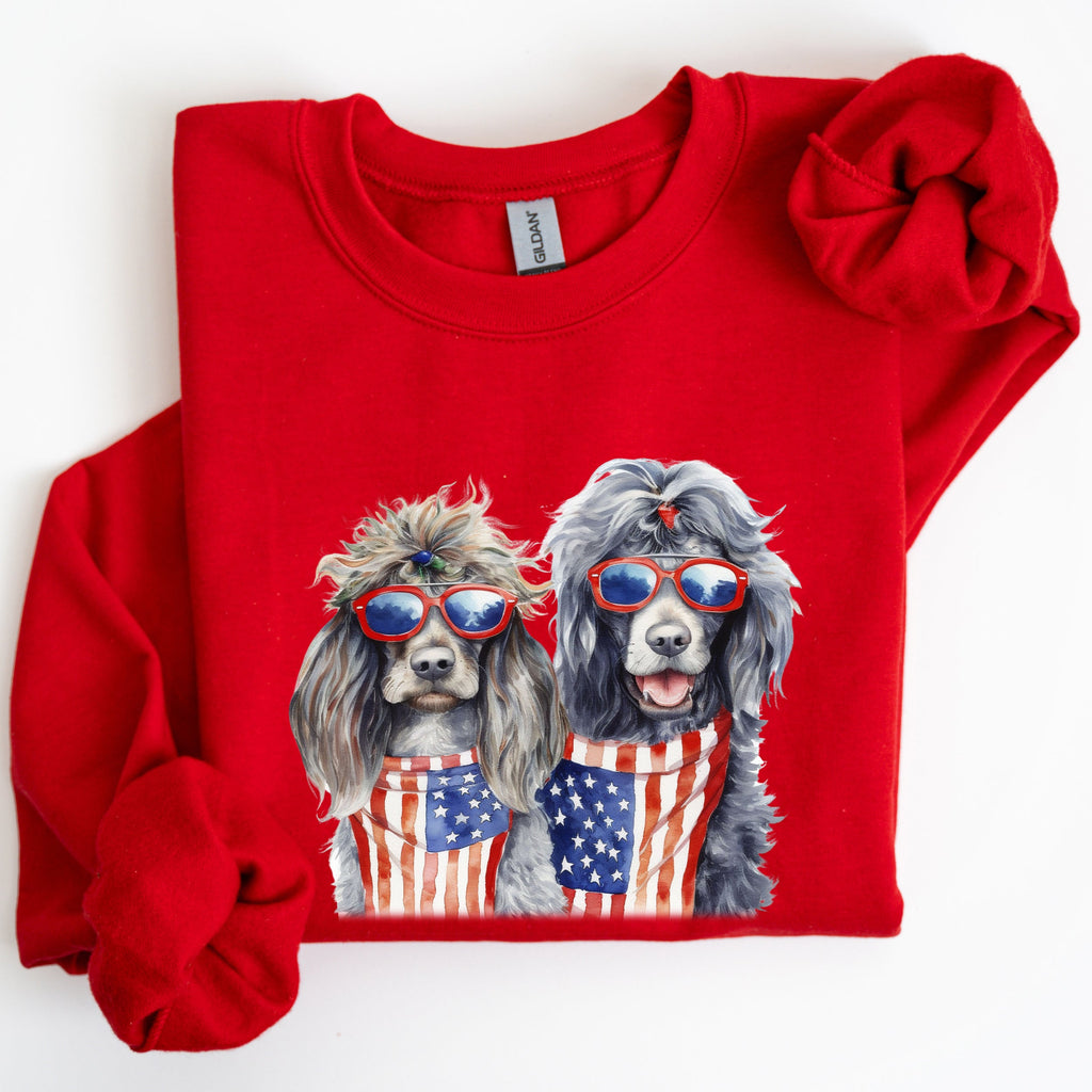 Patriotic Dogs Hippie 4th of July United States Flag Design for Pet Lovers Sweatshirt