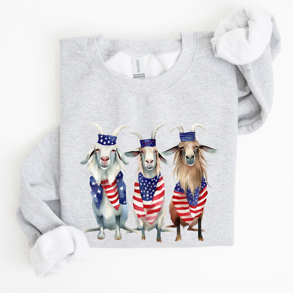 Patriotic Goats Hippie 4th Of July Americana Humor Design For Festive Everyday Wear Sweatshirt