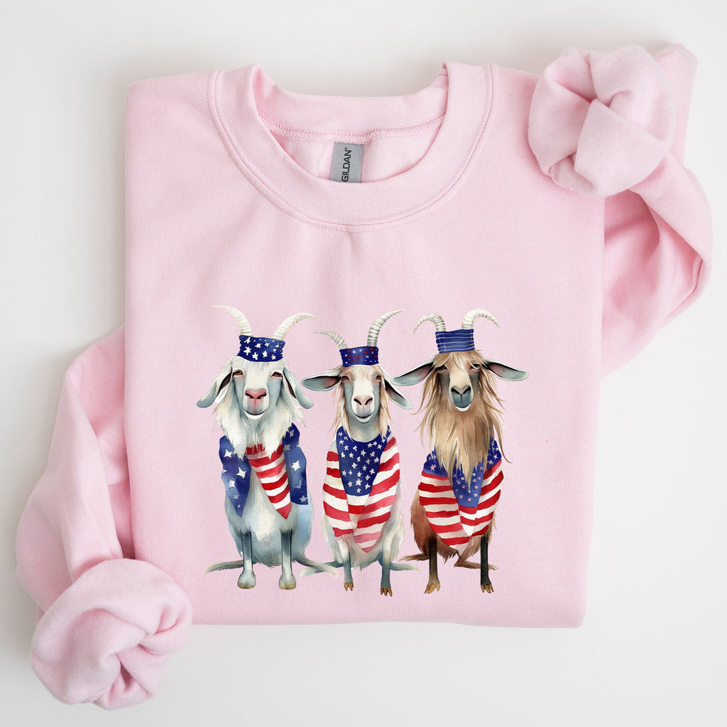 Patriotic Goats Hippie 4th Of July Americana Humor Design For Festive Everyday Wear Sweatshirt
