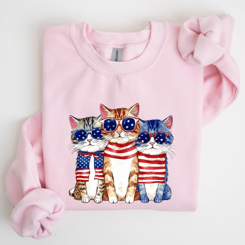 Patriotic Hippie Cats Fourth Of July Graphic For Freedom Lovers And Independence Day Fans Sweatshirt