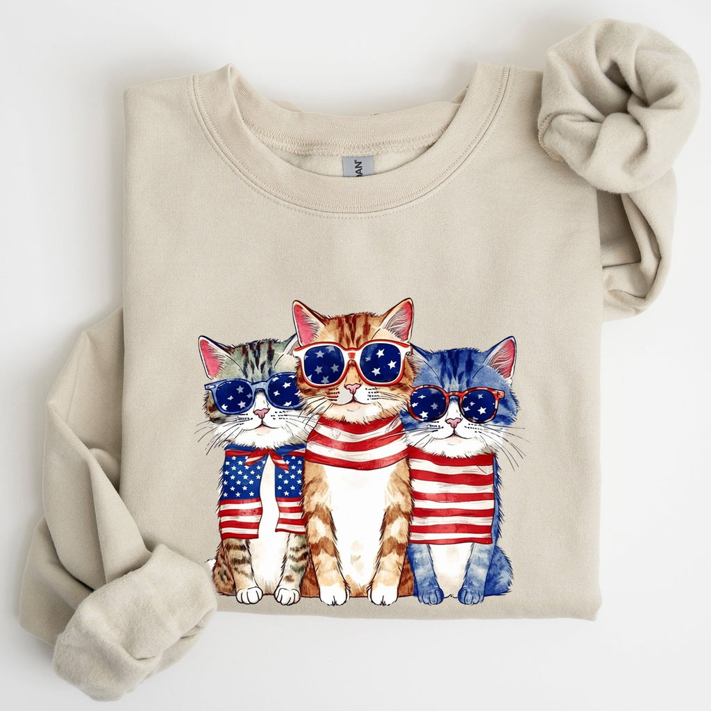 Patriotic Hippie Cats Fourth Of July Graphic For Freedom Lovers And Independence Day Fans Sweatshirt