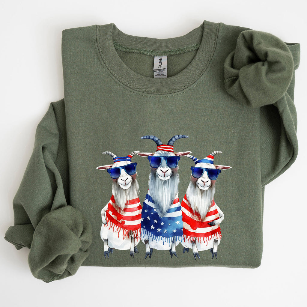 Patriotic Hippie Goats 4th Of July Celebration Edition Hand Drawn Graphic Sweatshirt