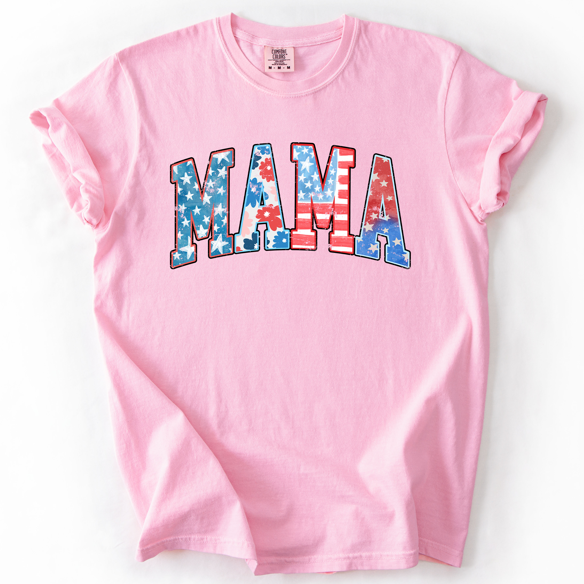 Patriotic Mama Fourth Of July America Pride Celebration For Lovers Of Country And Freedom Comfort Colors Tee