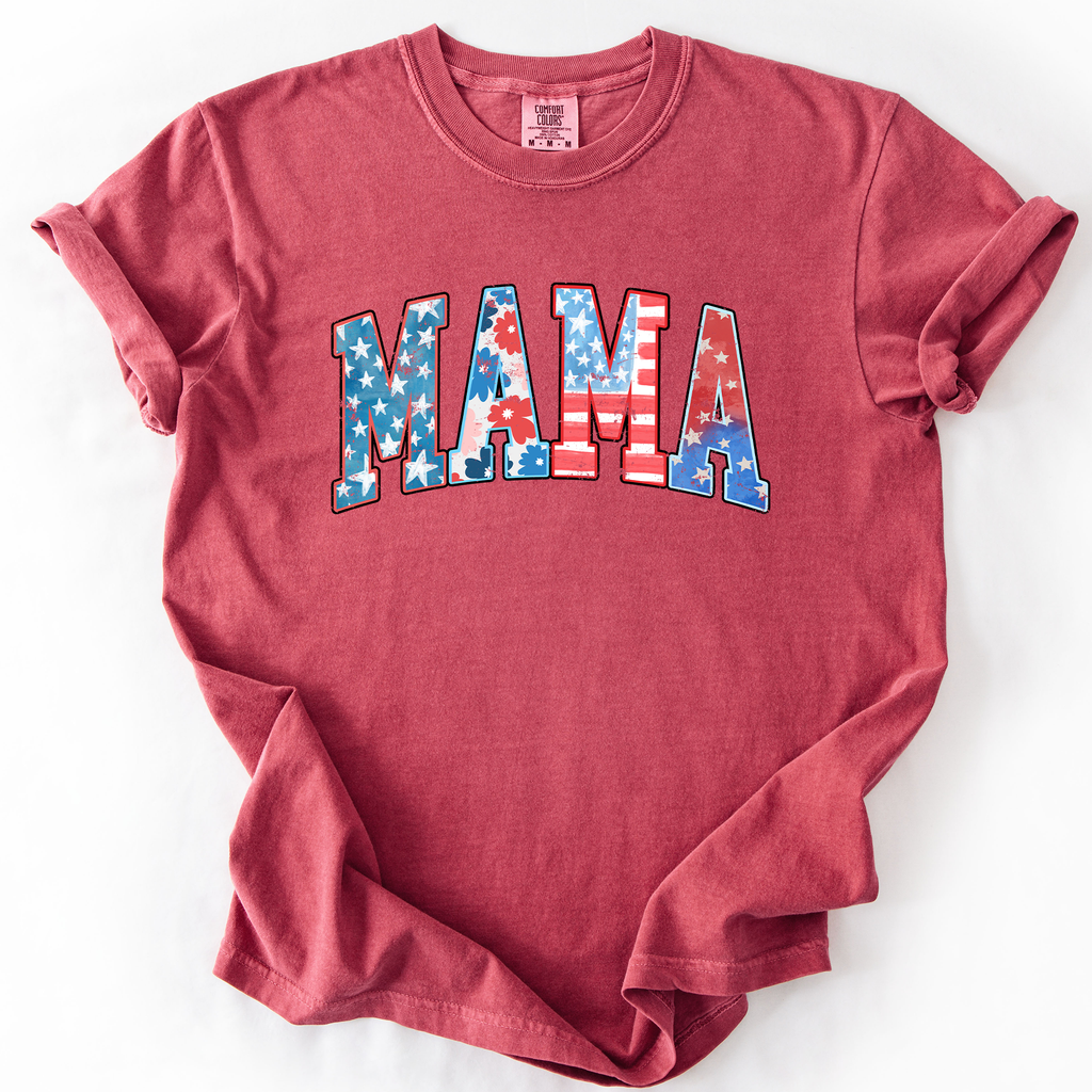 Patriotic Mama Fourth Of July America Pride Celebration For Lovers Of Country And Freedom Comfort Colors Tee