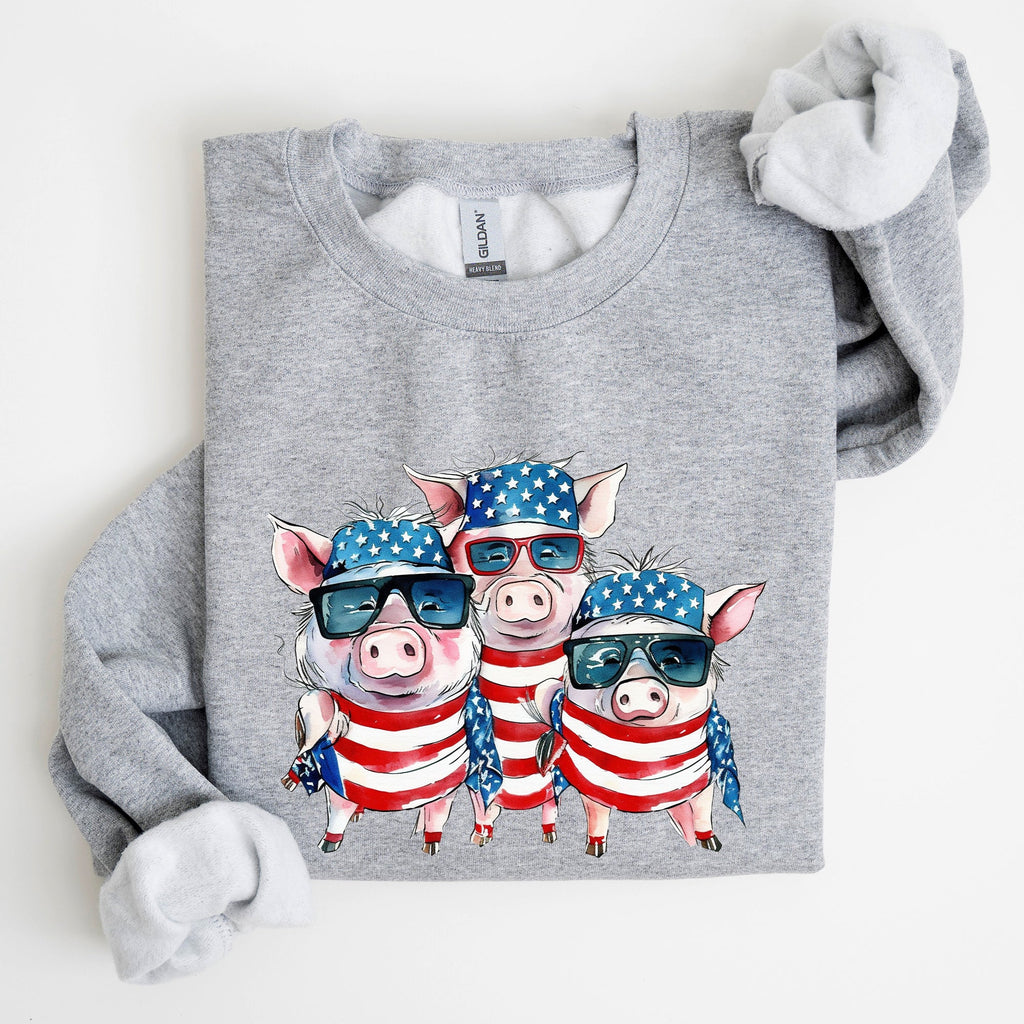 Patriotic Pigs Hippie Funny 4th Of July Celebration Graphic Punk Rock Vibe Sweatshirt