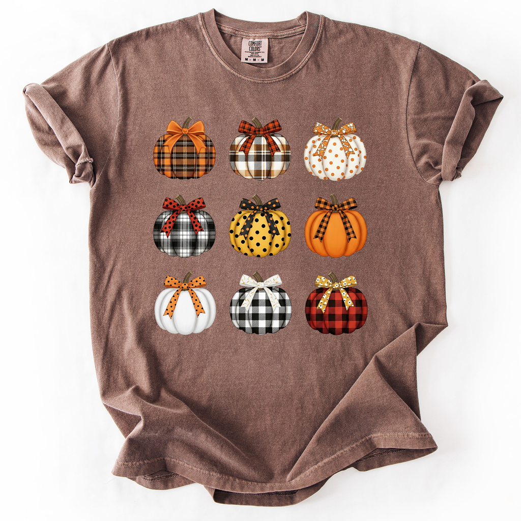 Patterned Pumpkins Watercolor Leopard Print Hand Painted Bouquet Comfort Colors Tee