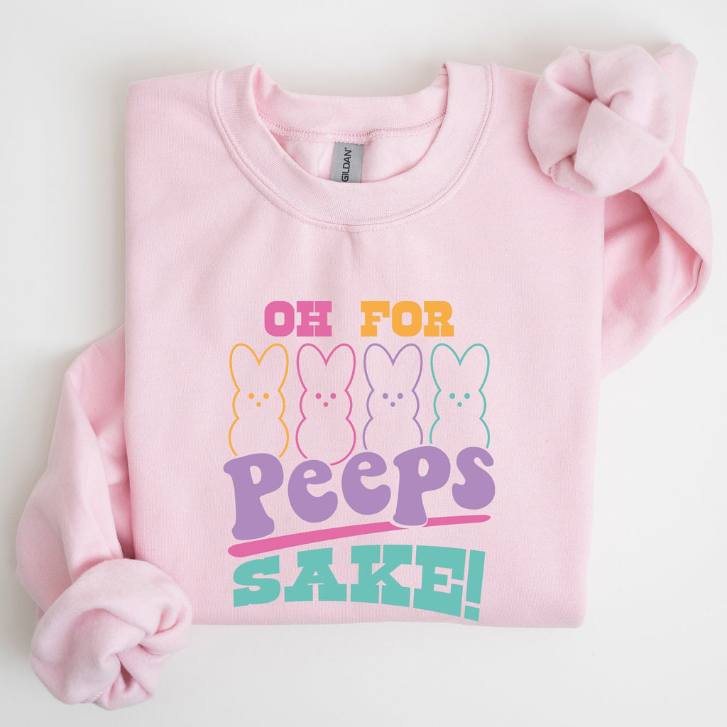Peeps Sake Easter Retro Pastel Bunnies Graphic Illustration Cozy Spring Sweatshirt