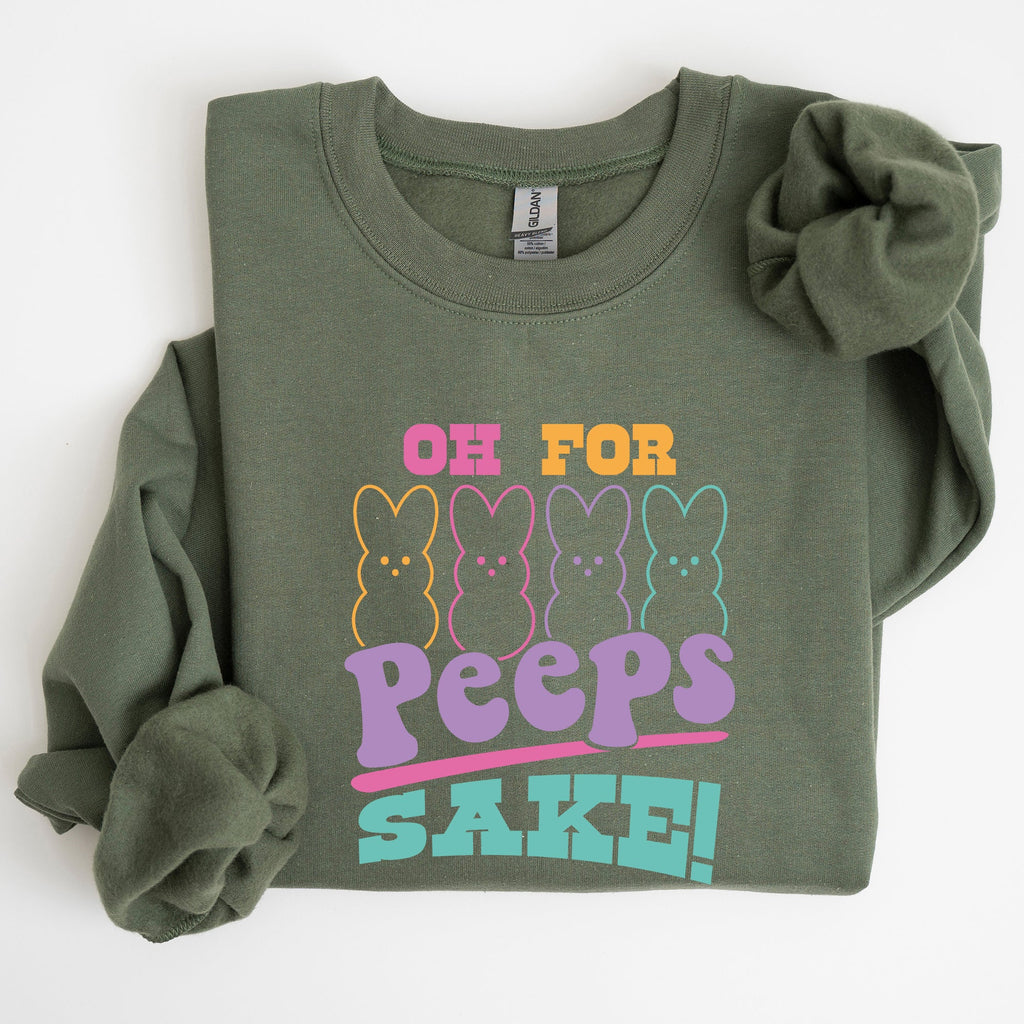 Peeps Sake Easter Retro Pastel Bunnies Graphic Illustration Cozy Spring Sweatshirt