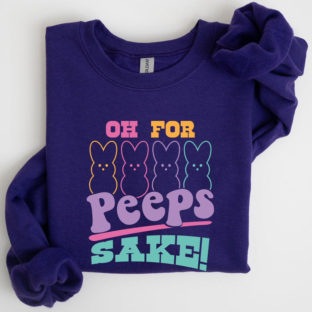 Peeps Sake Easter Retro Pastel Bunnies Graphic Illustration Cozy Spring Sweatshirt
