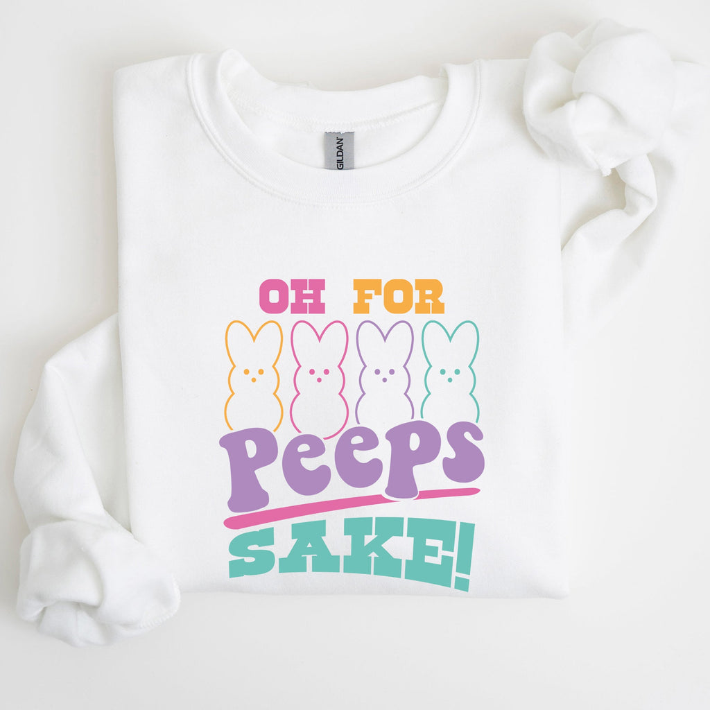 Peeps Sake Easter Retro Pastel Bunnies Graphic Illustration Cozy Spring Sweatshirt