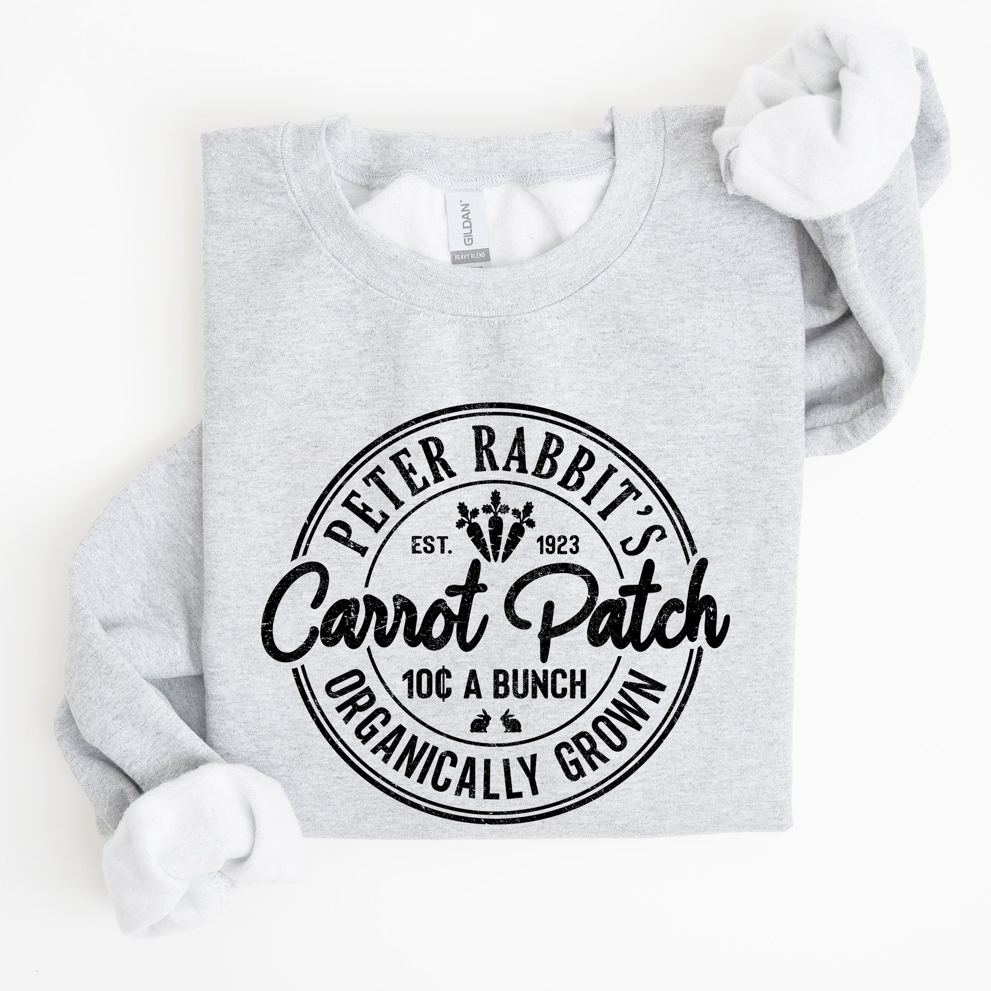 Peter Rabbit's Carrot Patch Vintage Retro Farm Sign Easter Graphic Sweatshirt Cozy Classic