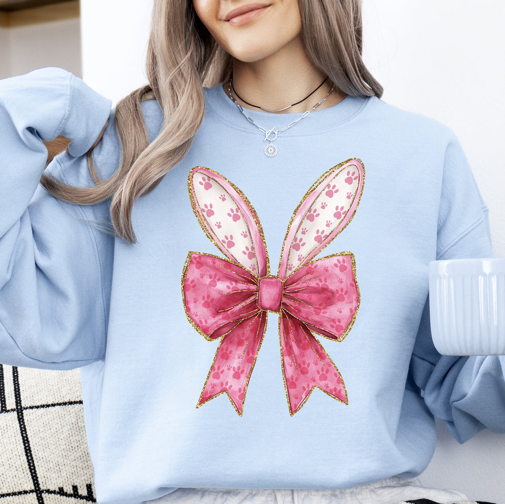 Pink Coquette Easter Bunny Jesus Rabbit Holiday Celebration Deluxe Graphic Sweatshirt