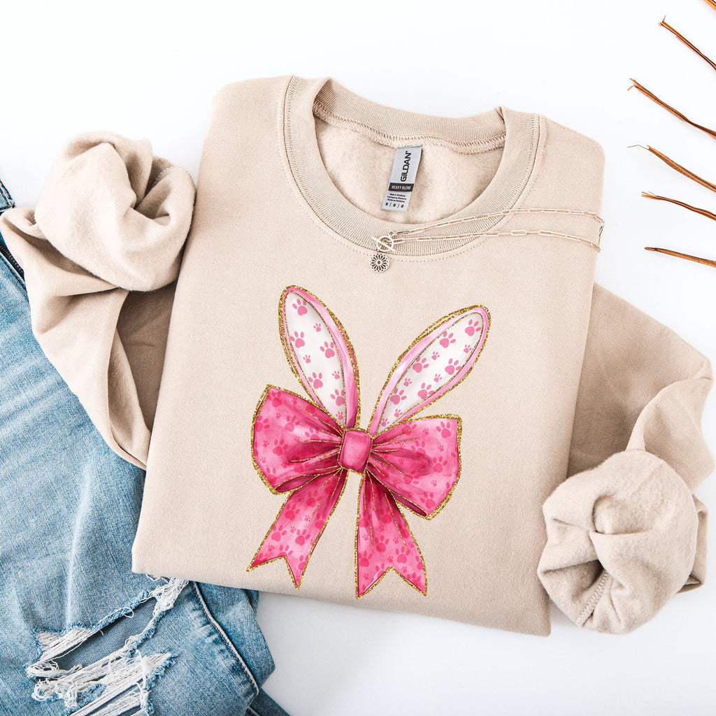 Pink Coquette Easter Bunny Jesus Rabbit Holiday Celebration Deluxe Graphic Sweatshirt