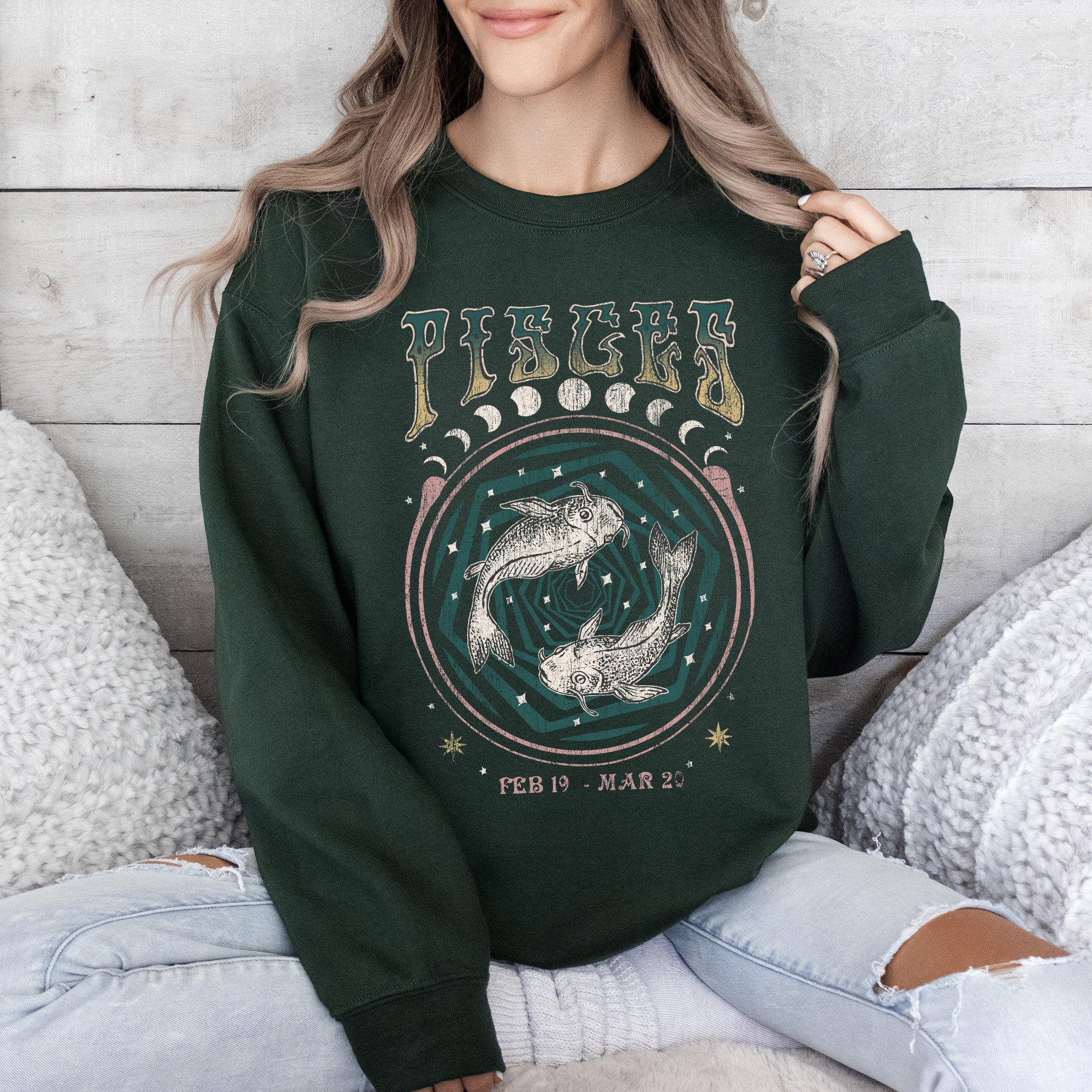 Pisces Zodiac Astrology Horoscope Celestial Sign Constellation Graphic Sweatshirt