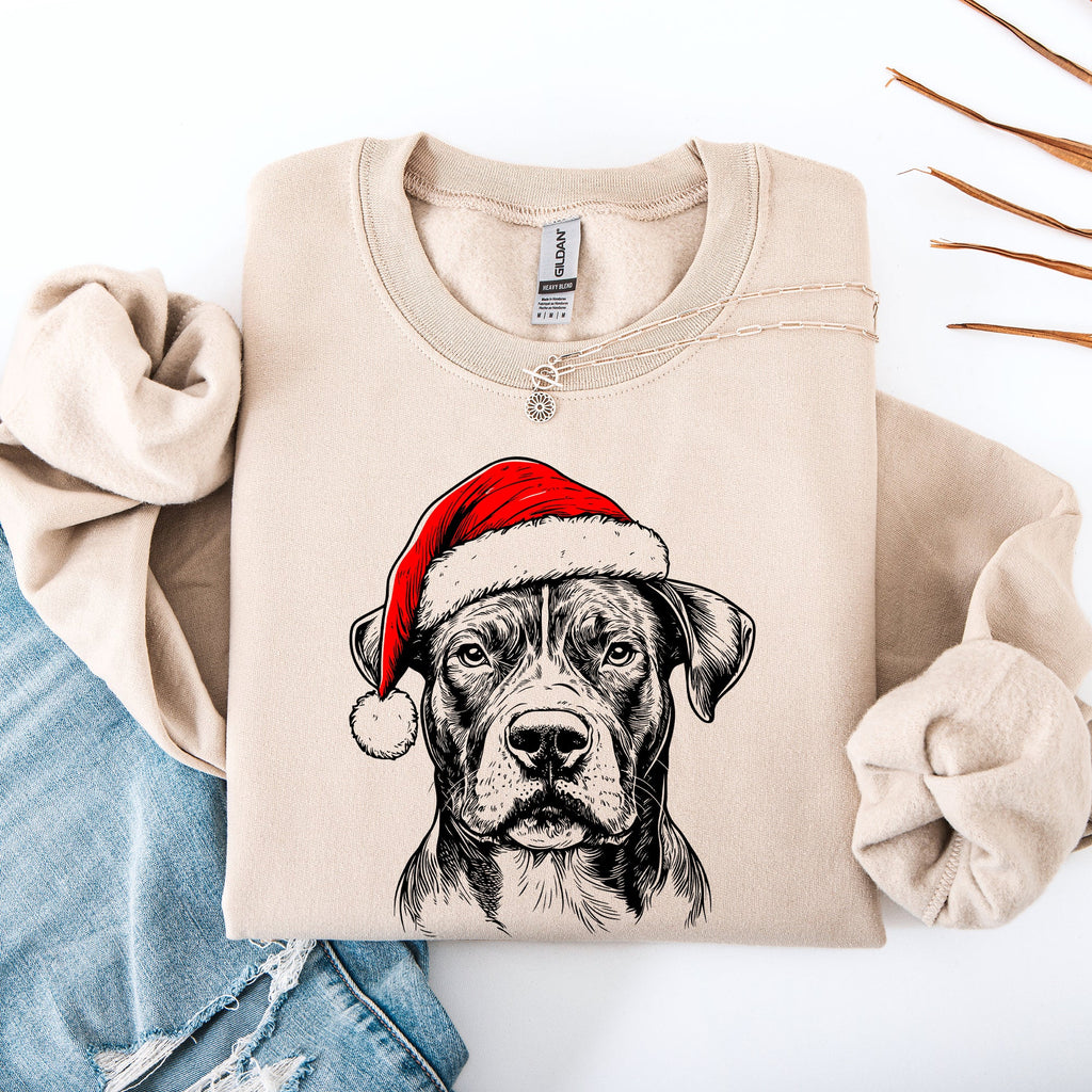 Pitbull Santa Christmas Dog Lover Seasonal Cheer Festive Pet Lover Gear Sweatshirt