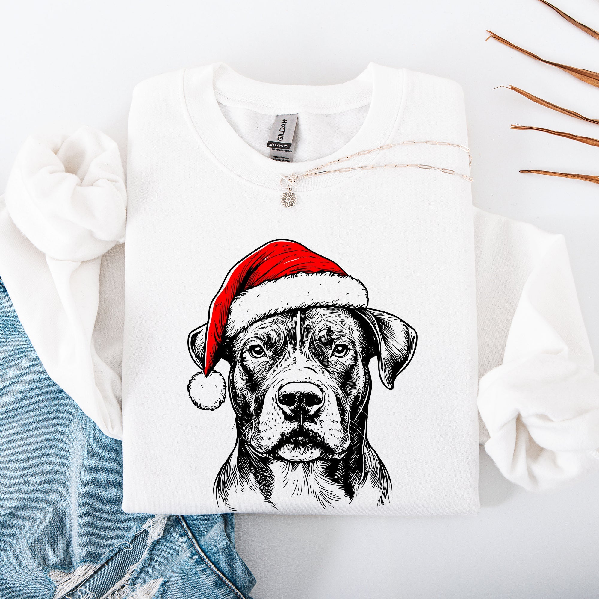Pitbull Santa Christmas Dog Lover Seasonal Cheer Festive Pet Lover Gear Sweatshirt