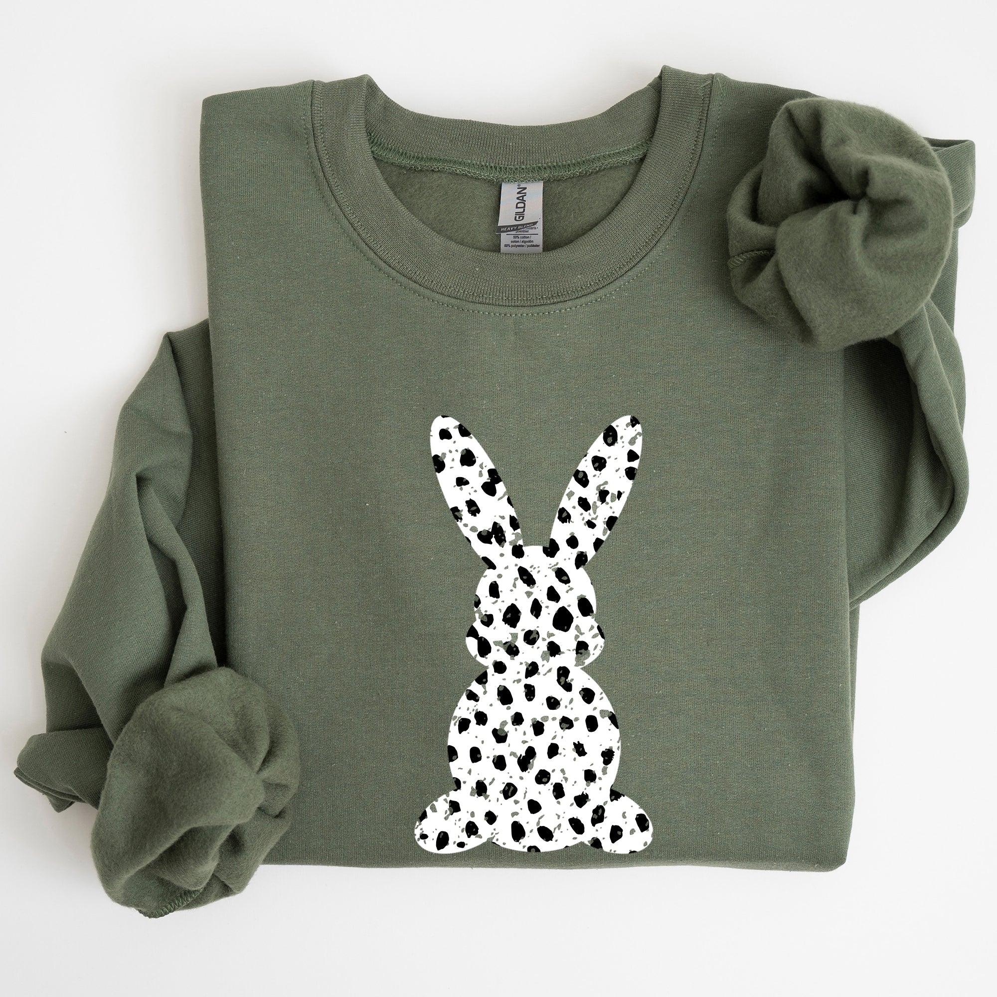Polka Dot Easter Bunny Dalmatian Print Festive Springtime Pattern With Playful Retro Vibe Sweatshirt