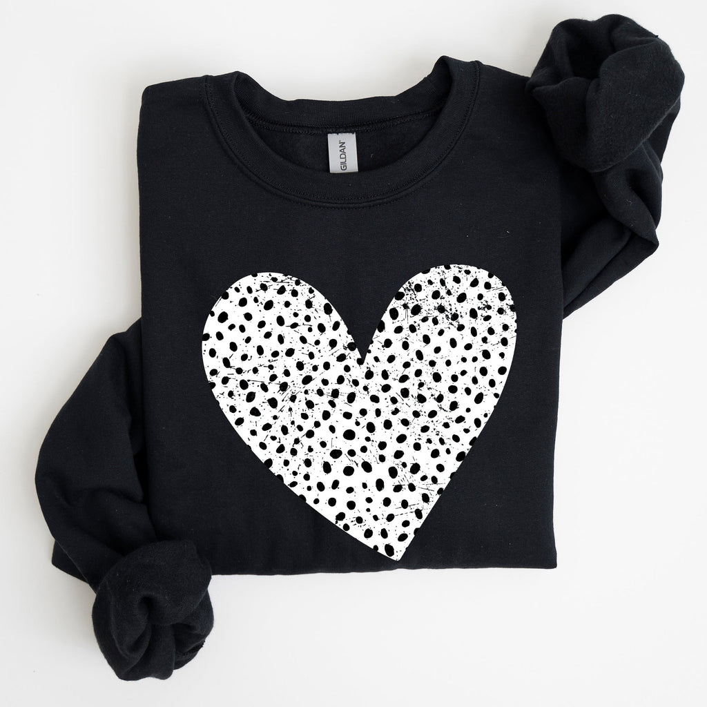 Polka Dot Heart Dalmatian Print Valentine's Day Cozy Autumn Warmth Edition Sweatshirt
