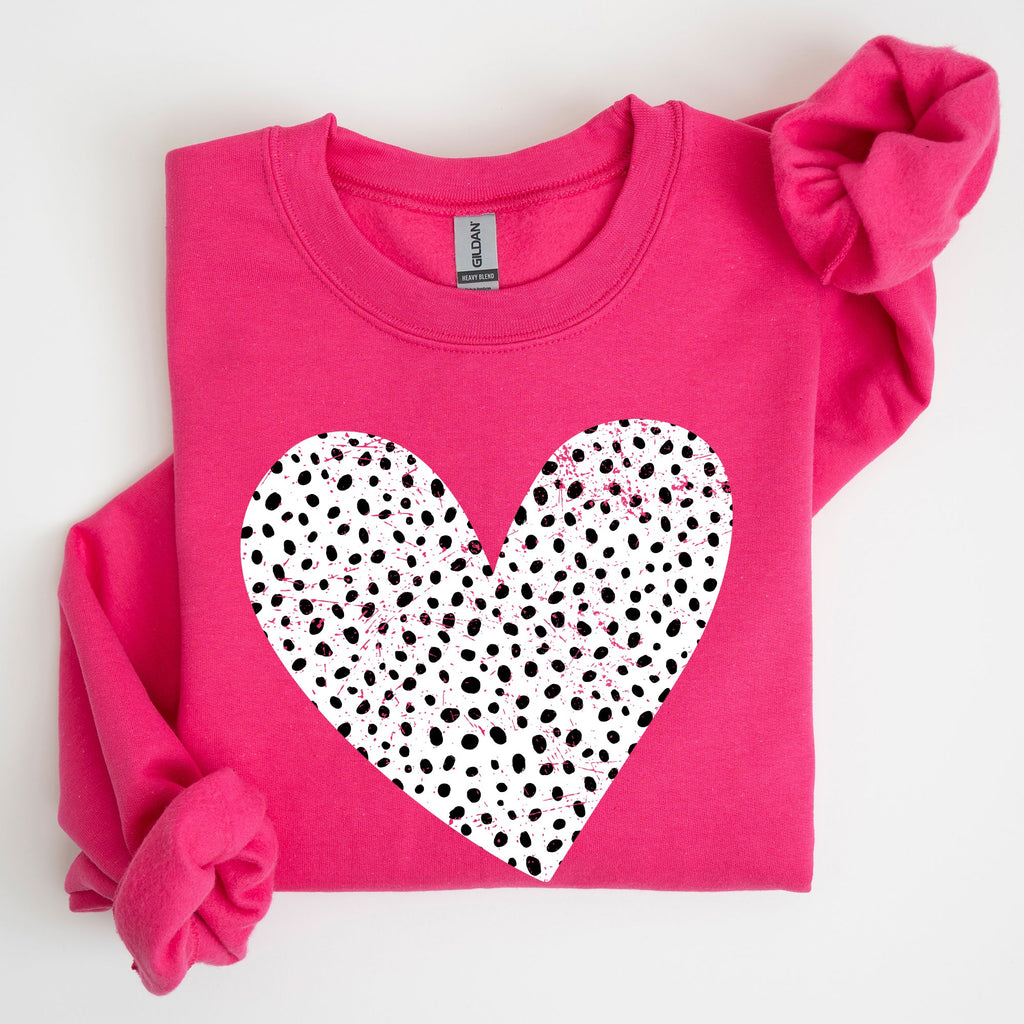 Polka Dot Heart Dalmatian Print Valentine's Day Cozy Autumn Warmth Edition Sweatshirt