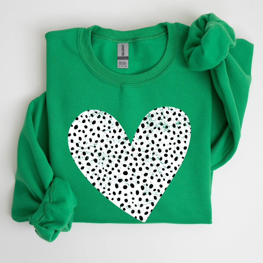 Polka Dot Heart Dalmatian Print Valentine's Day Cozy Autumn Warmth Edition Sweatshirt