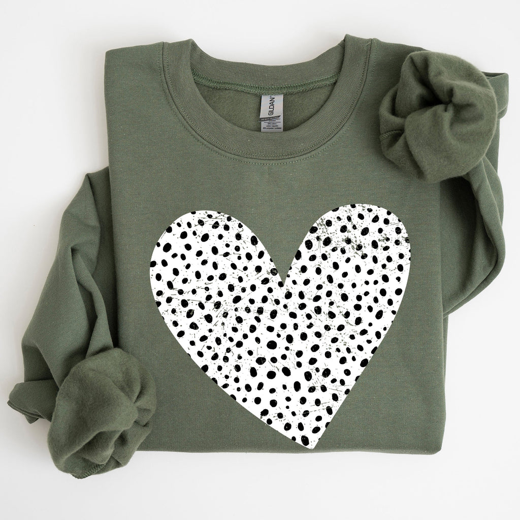Polka Dot Heart Dalmatian Print Valentine's Day Cozy Autumn Warmth Edition Sweatshirt