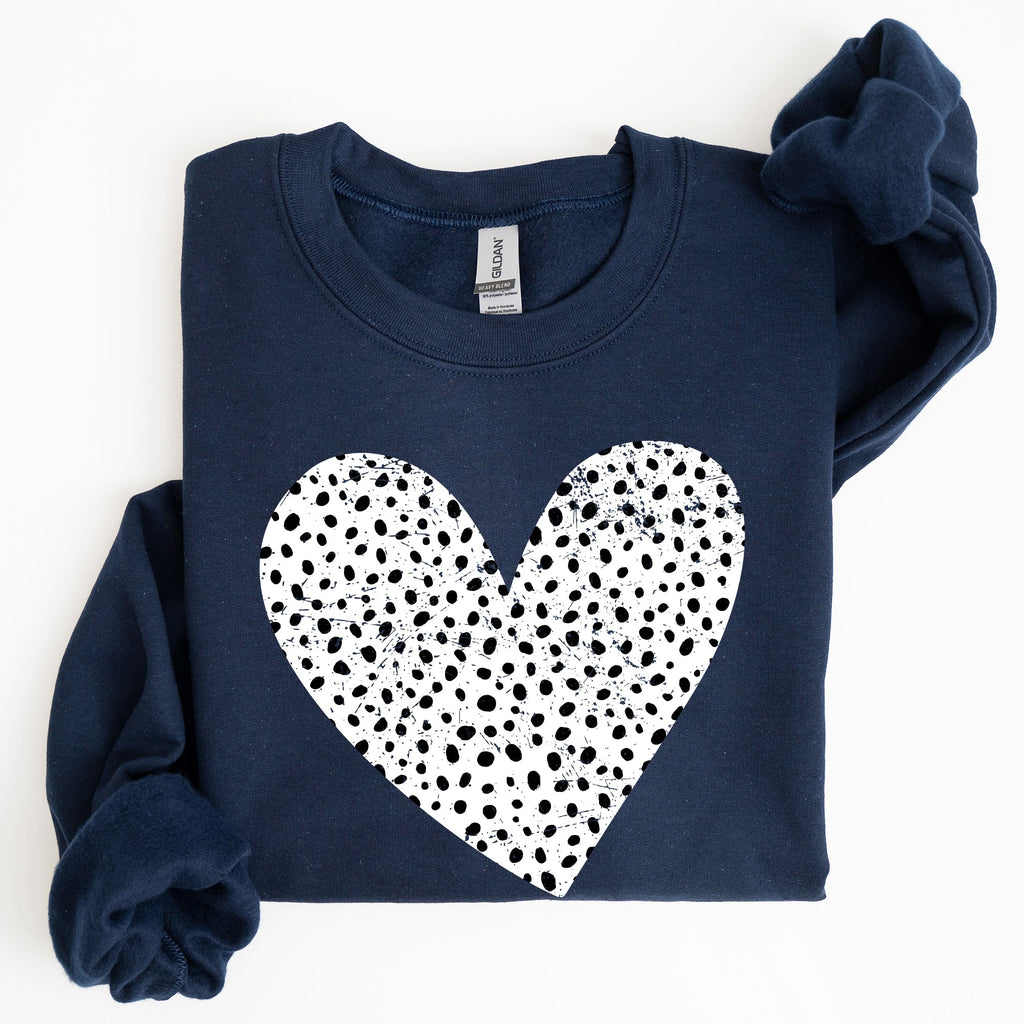 Polka Dot Heart Dalmatian Print Valentine's Day Cozy Autumn Warmth Edition Sweatshirt