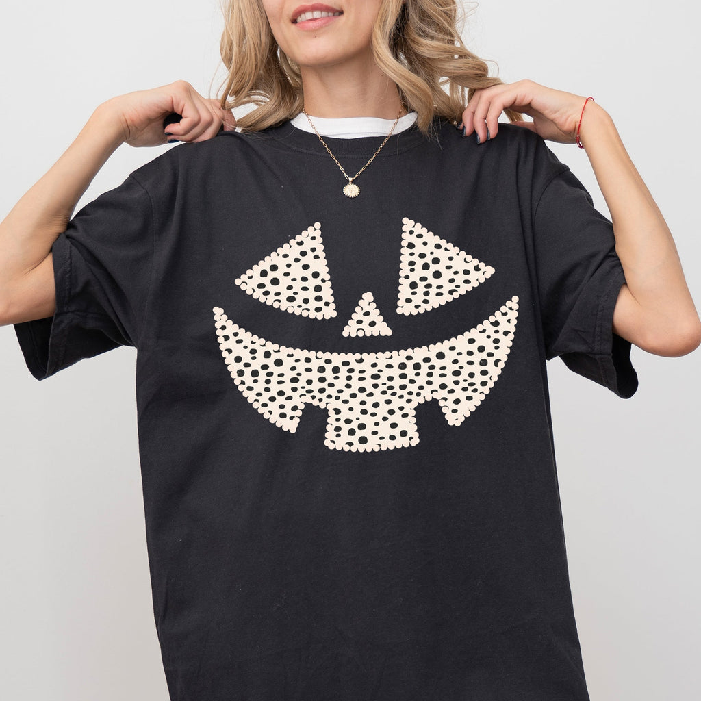 Polka Dot Jack-O-Lantern Dalmatian Witch Trick-Or-Treat Halloween Comfort Colors Tee
