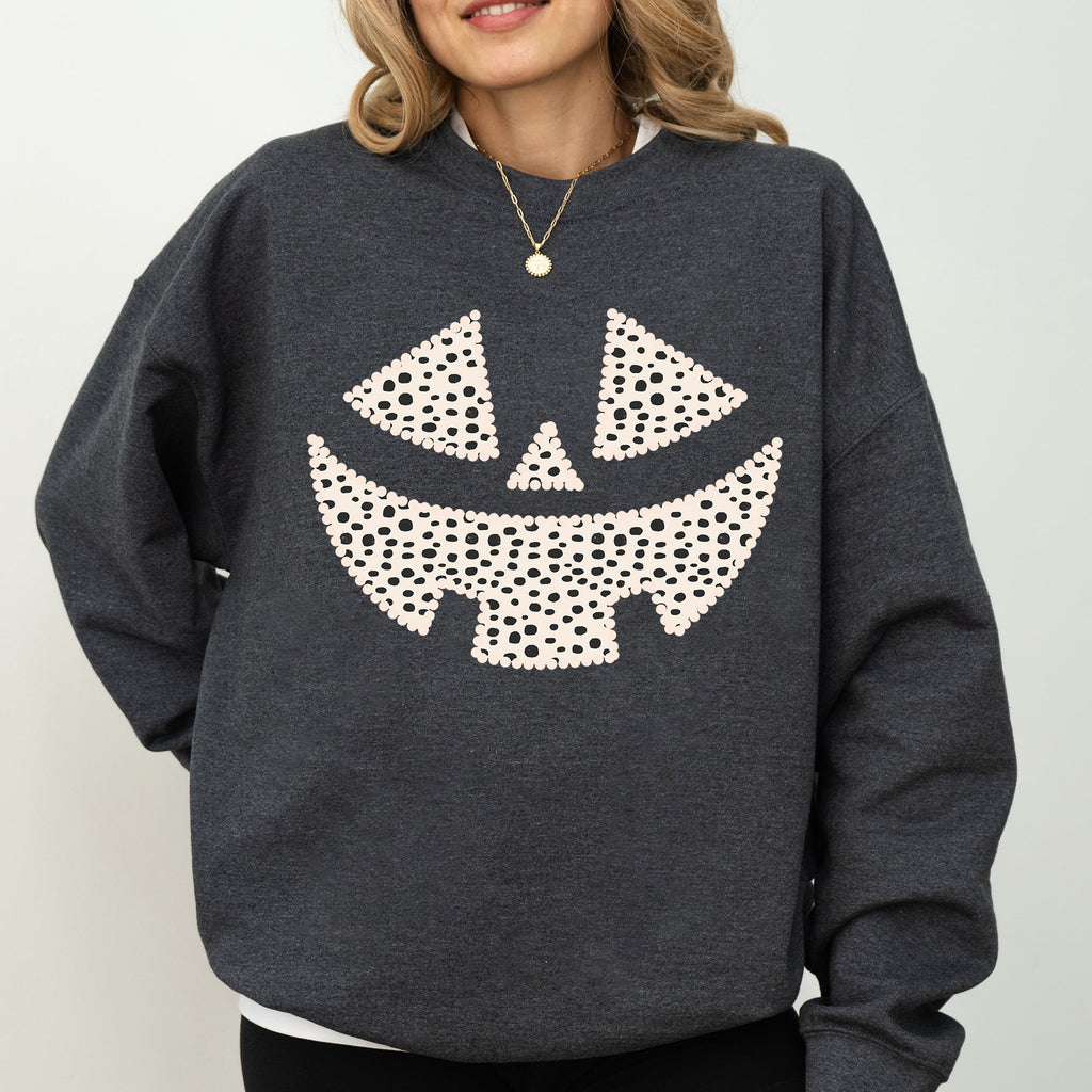 Polka Dot Jack-O-Lantern Dalmatian Pumpkin Witch Halloween Costume Trick-Or-Treat Sweatshirt