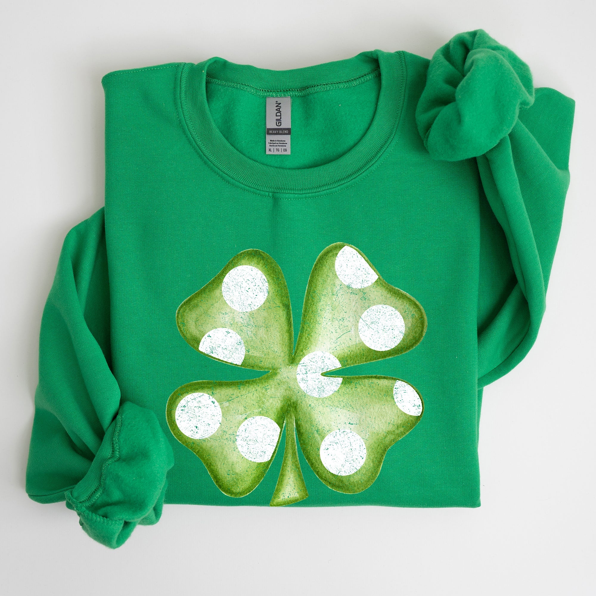 Polka Dot Shamrock St Patrick's Day Celebration Pattern Graphic Festive Irish Pride Sweatshirt