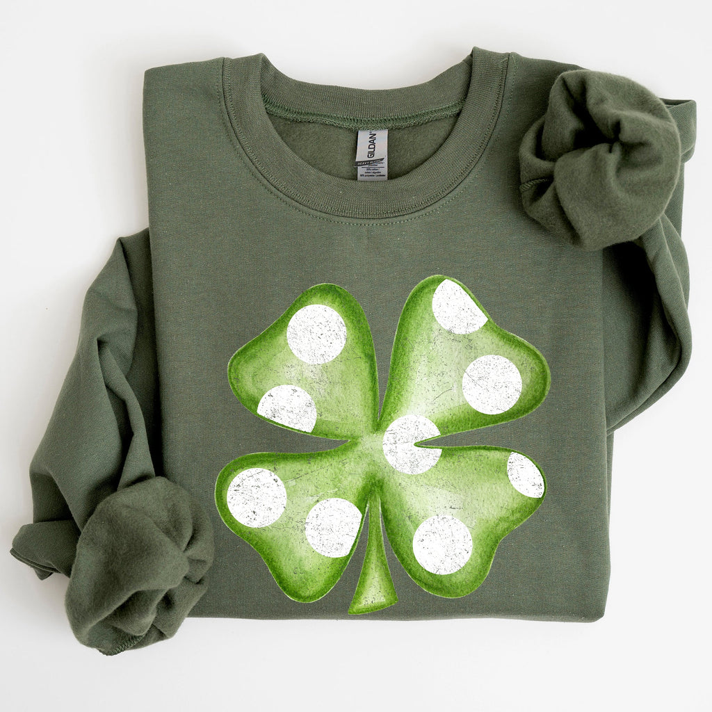 Polka Dot Shamrock St Patrick's Day Celebration Pattern Graphic Festive Irish Pride Sweatshirt