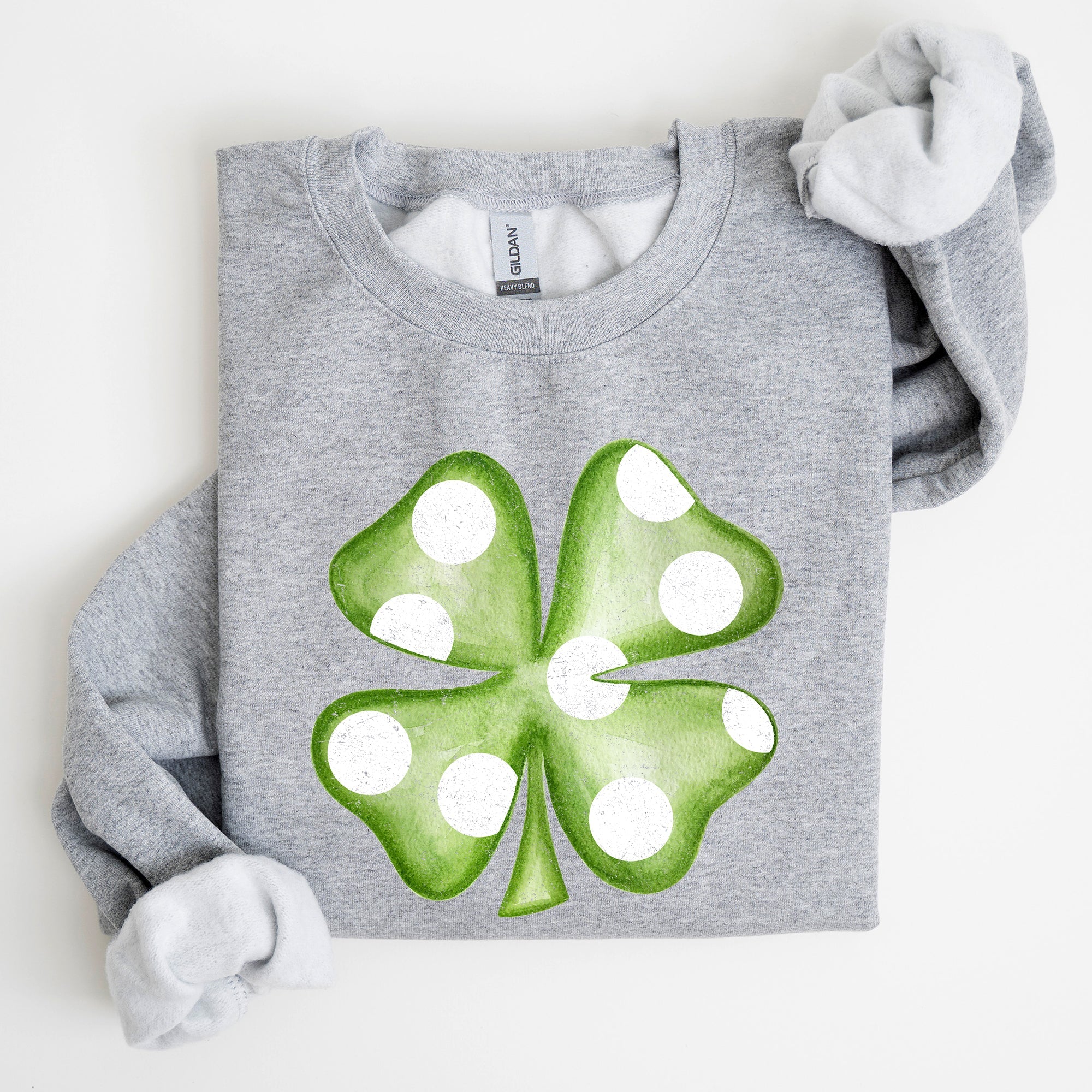 Polka Dot Shamrock St Patrick's Day Celebration Pattern Graphic Festive Irish Pride Sweatshirt