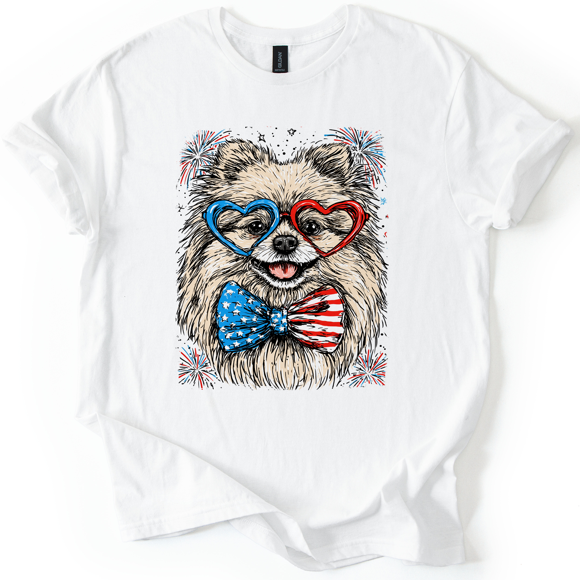 Pomeranian Patriotic Dog USA Flag Lover 4th Of July Celebration For Pet Lovers Graphic Tee