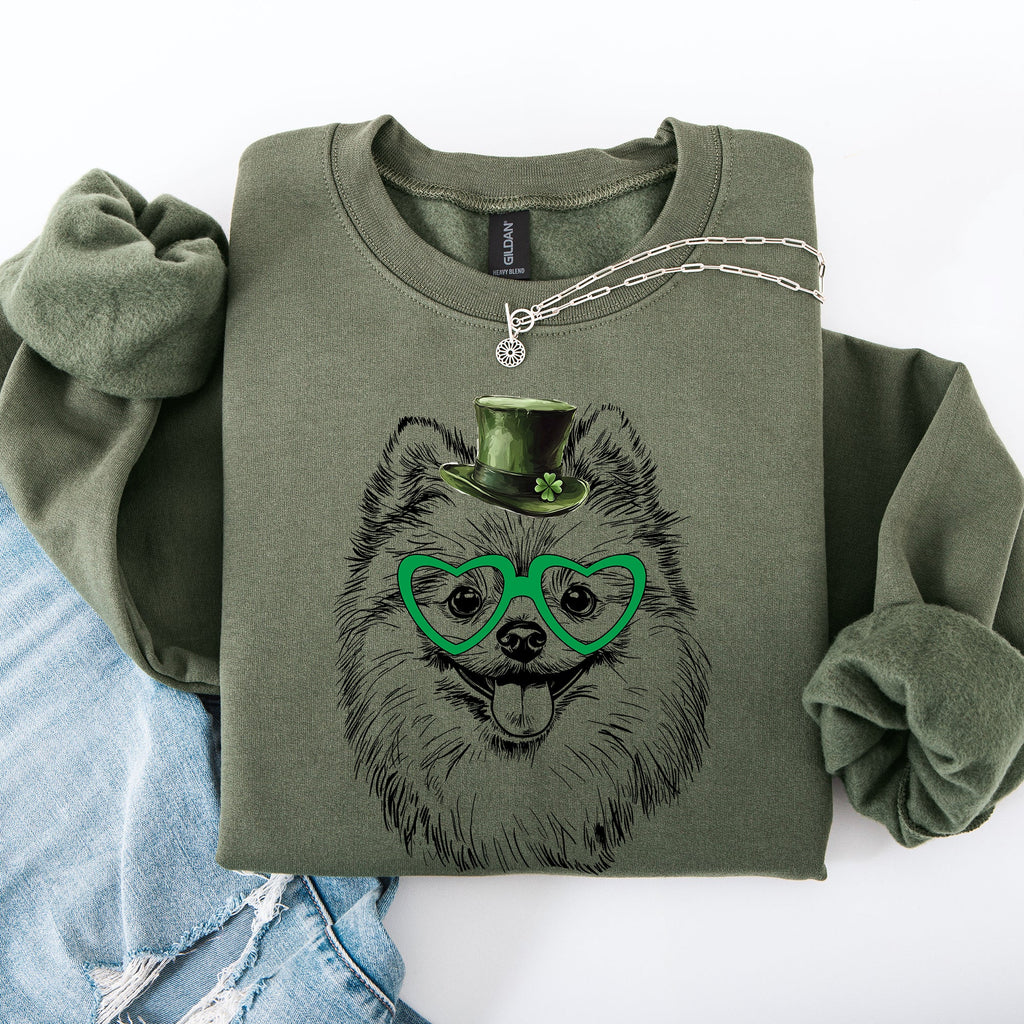 Pomeranian Adorable Dog St Patrick's Day Lucky Irish Spirit Celebration Festive Design Sweatshirt