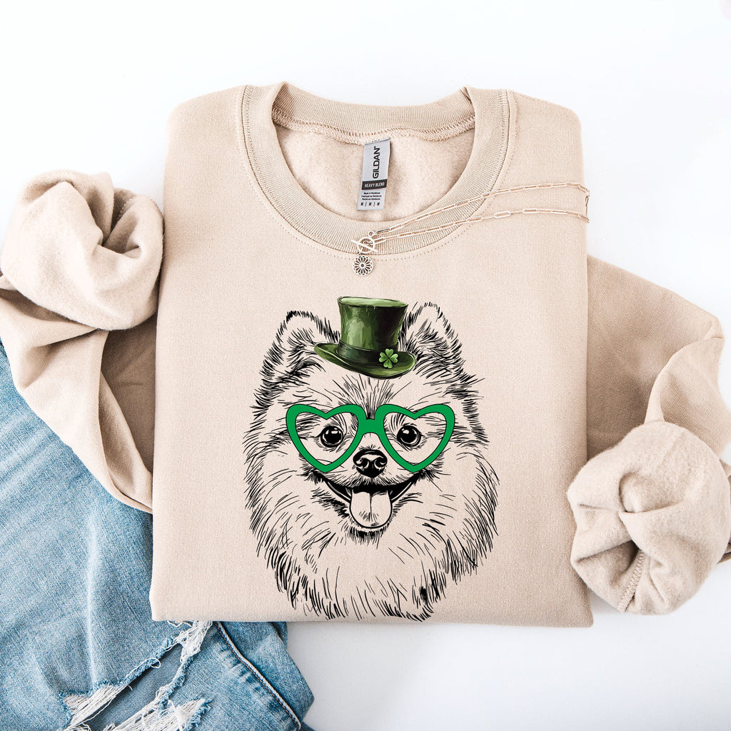 Pomeranian Adorable Dog St Patrick's Day Lucky Irish Spirit Celebration Festive Design Sweatshirt