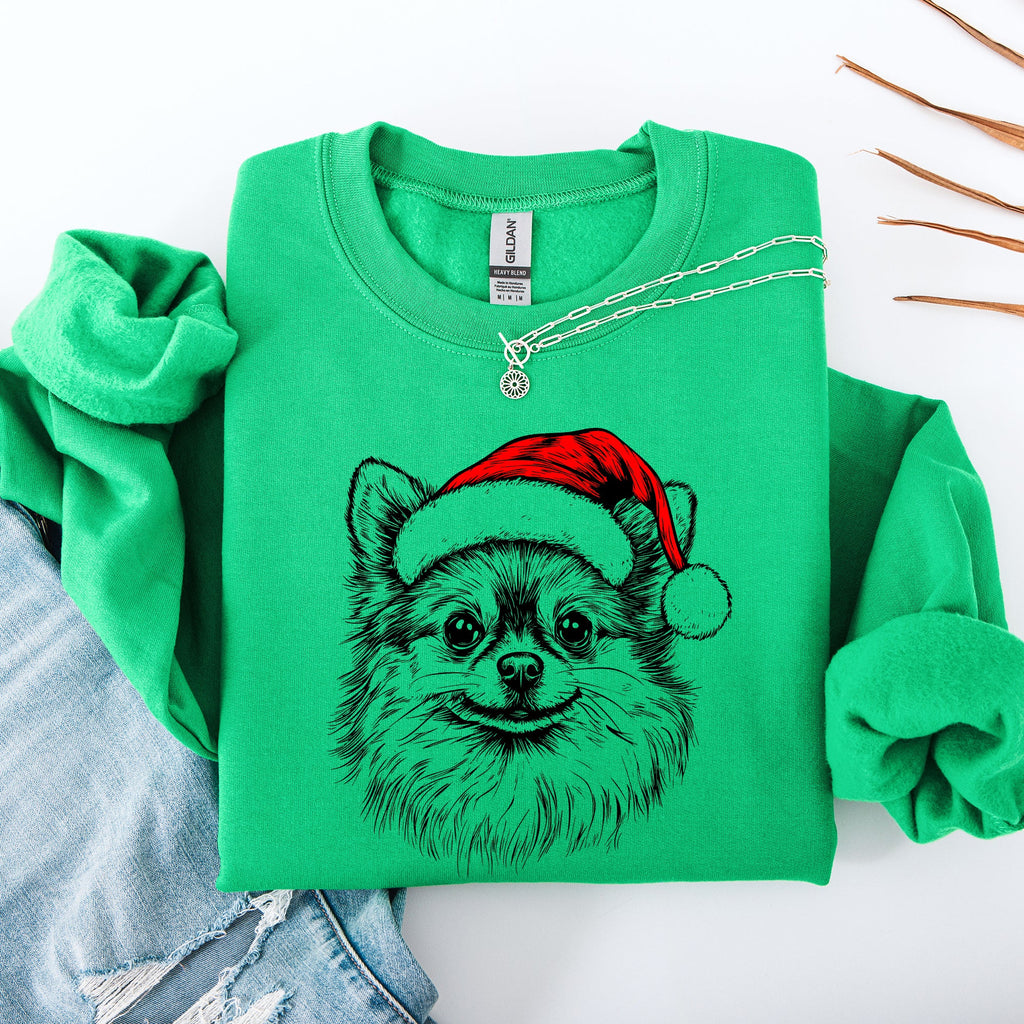 Festive Pomeranian Santa Christmas Dog Lover Holiday Pride Design Cozy Sweatshirt
