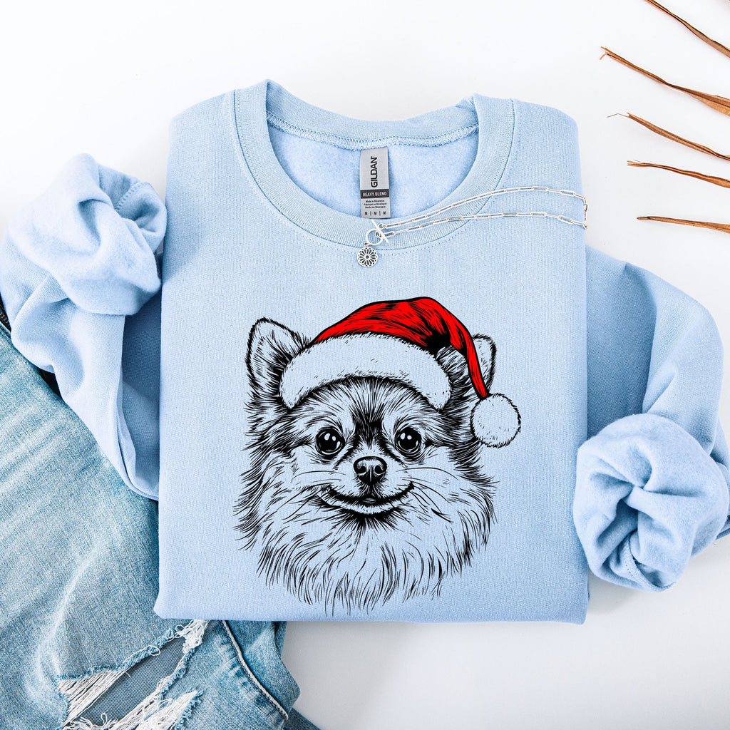 Festive Pomeranian Santa Christmas Dog Lover Holiday Pride Design Cozy Sweatshirt