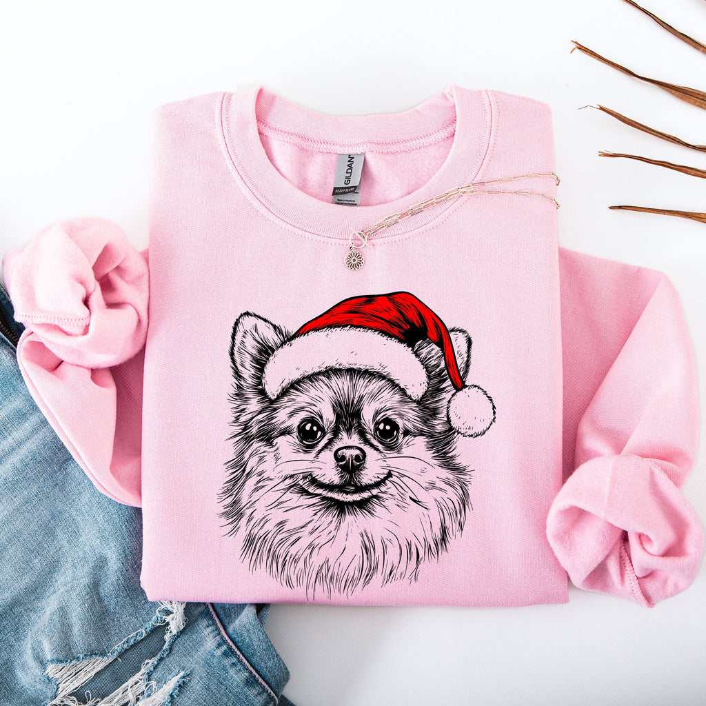 Festive Pomeranian Santa Christmas Dog Lover Holiday Pride Design Cozy Sweatshirt