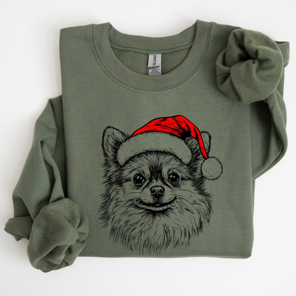 Festive Pomeranian Santa Christmas Dog Lover Holiday Pride Design Cozy Sweatshirt