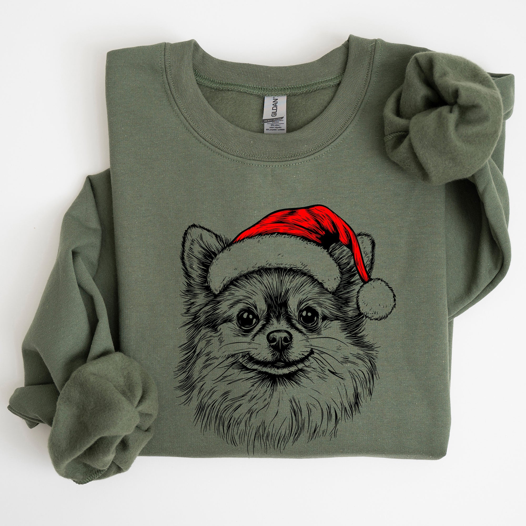 Festive Pomeranian Santa Christmas Dog Lover Holiday Pride Design Cozy Sweatshirt