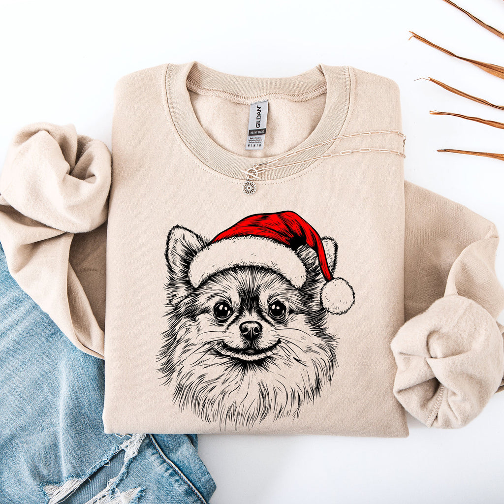 Festive Pomeranian Santa Christmas Dog Lover Holiday Pride Design Cozy Sweatshirt