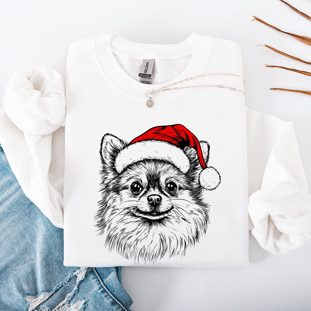 Festive Pomeranian Santa Christmas Dog Lover Holiday Pride Design Cozy Sweatshirt