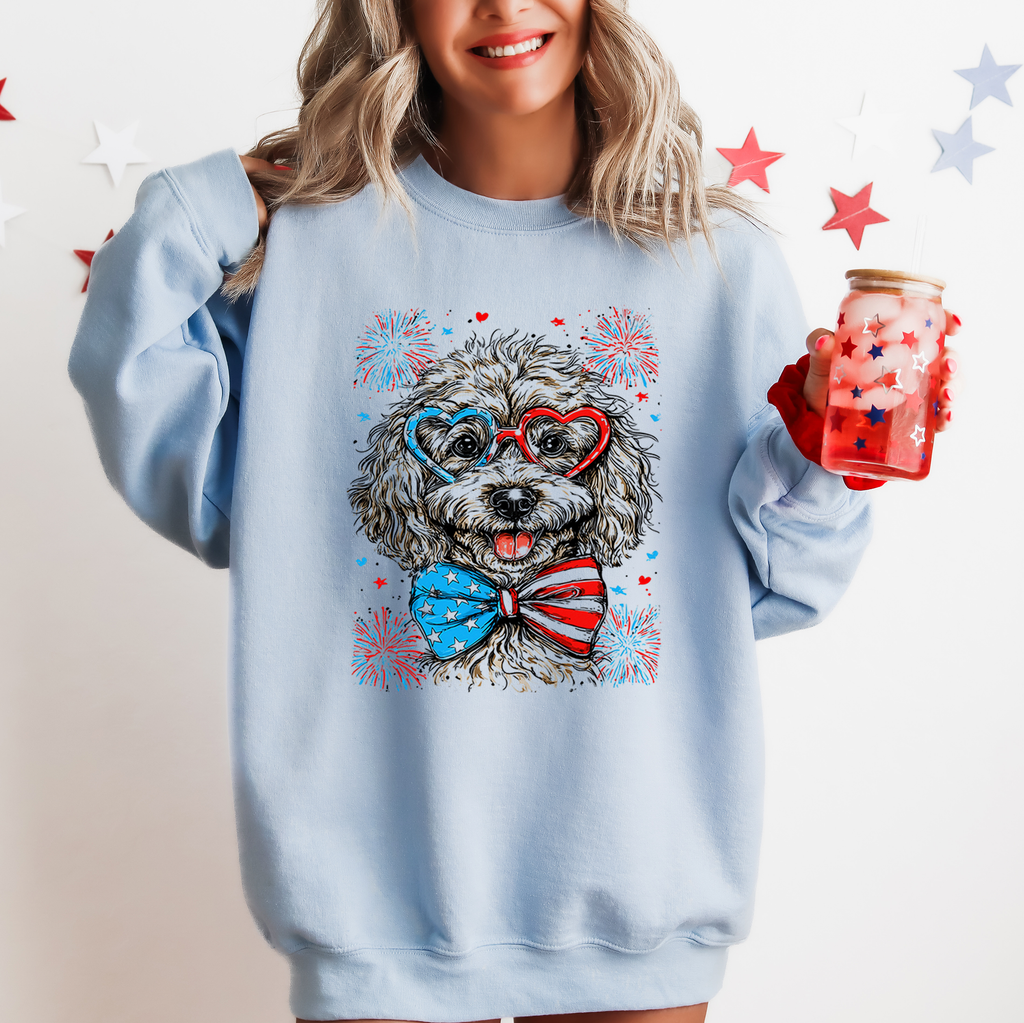 Poodle Patriotic Dog USA Independence Day Celebration 4th of July Pet Lover Sweatshirt
