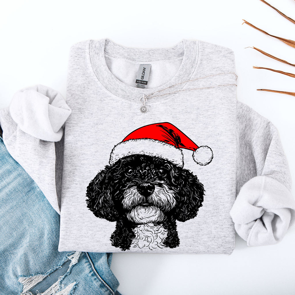 Portuguese Water Dog Santa Christmas Dog Lover Cozy Holiday Scene With Whimsical Pup Sweatshirt