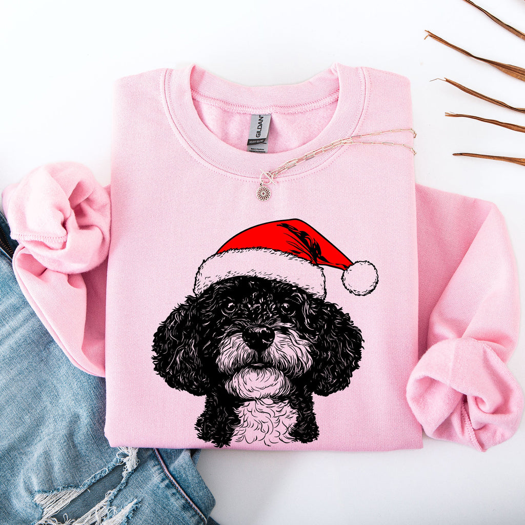 Portuguese Water Dog Santa Christmas Dog Lover Cozy Holiday Scene With Whimsical Pup Sweatshirt