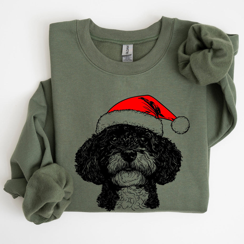 Portuguese Water Dog Santa Christmas Dog Lover Cozy Holiday Scene With Whimsical Pup Sweatshirt