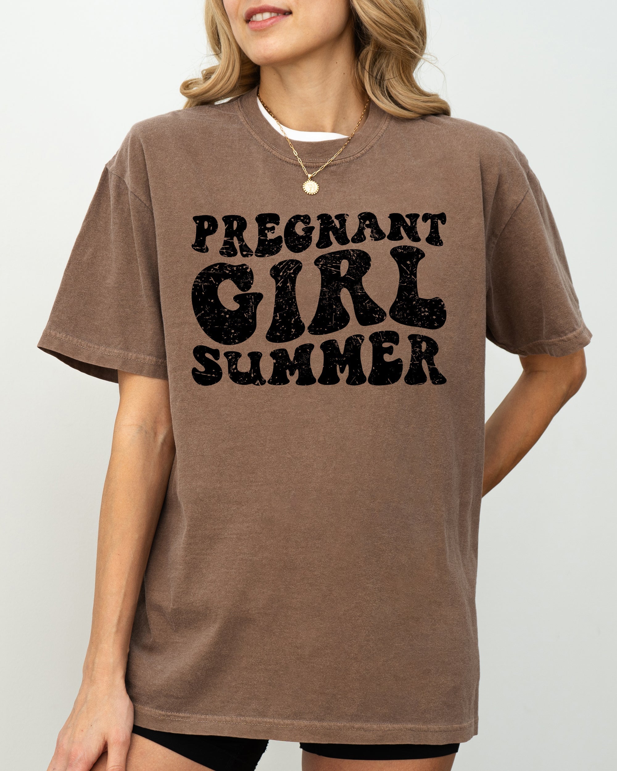 Pregnant Girl Summer Mom To Be Pregnancy Announcement Baby Shower For New Mom Comfort Colors Tee