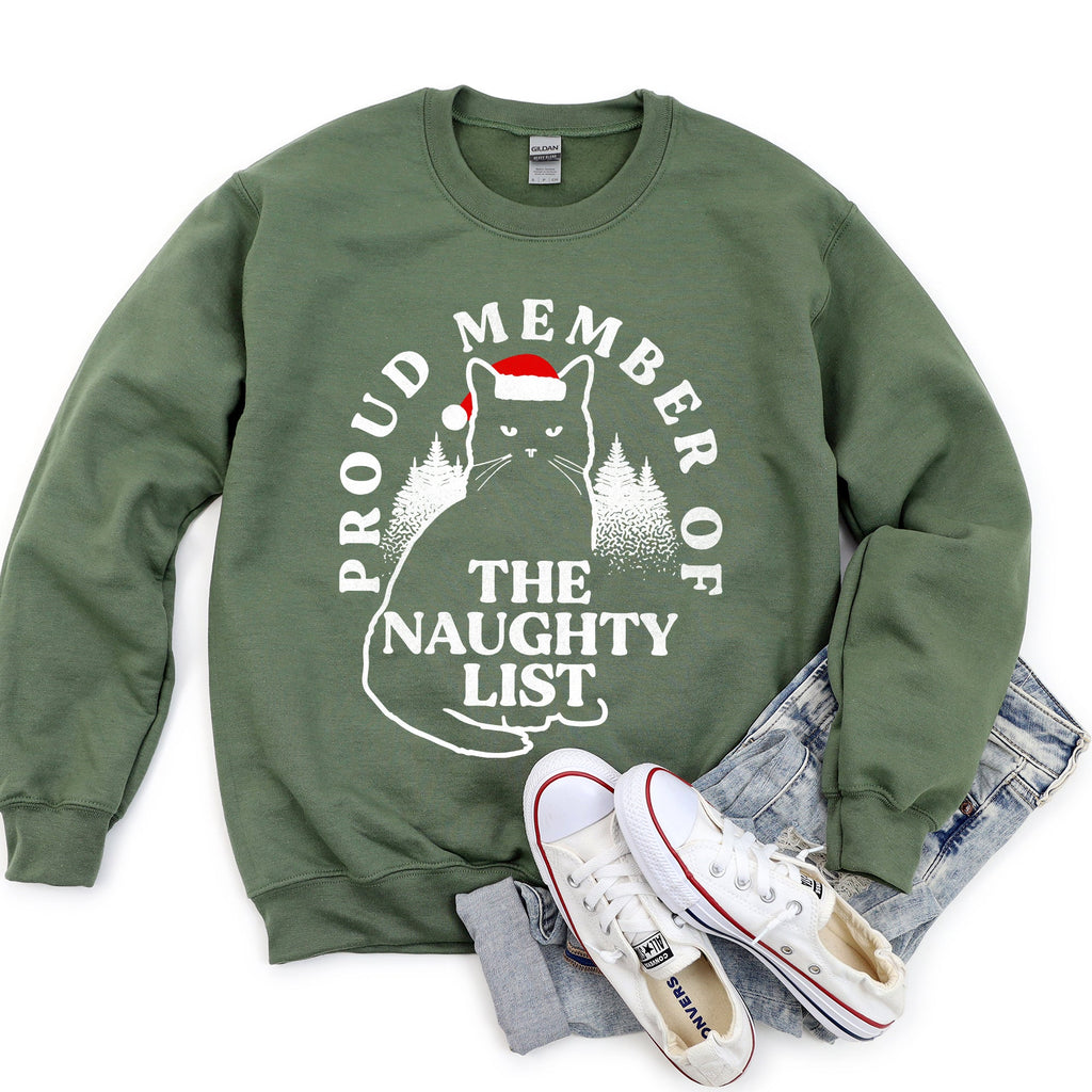 Proud Member Of The Naughty List, Cat Christmas Edition For Holiday Cat Lovers And Mischief Makers Sweatshirt