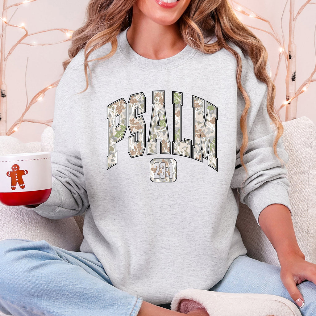 Psalm 23 Camo Christmas Faith Gospel Cozy Vintage Holiday Seasonal Graphic Sweatshirt