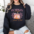 Pumpkin Patch Social Club Autumn Florals Sunflowers Patchwork Harvest Moon Motif Sweatshirt
