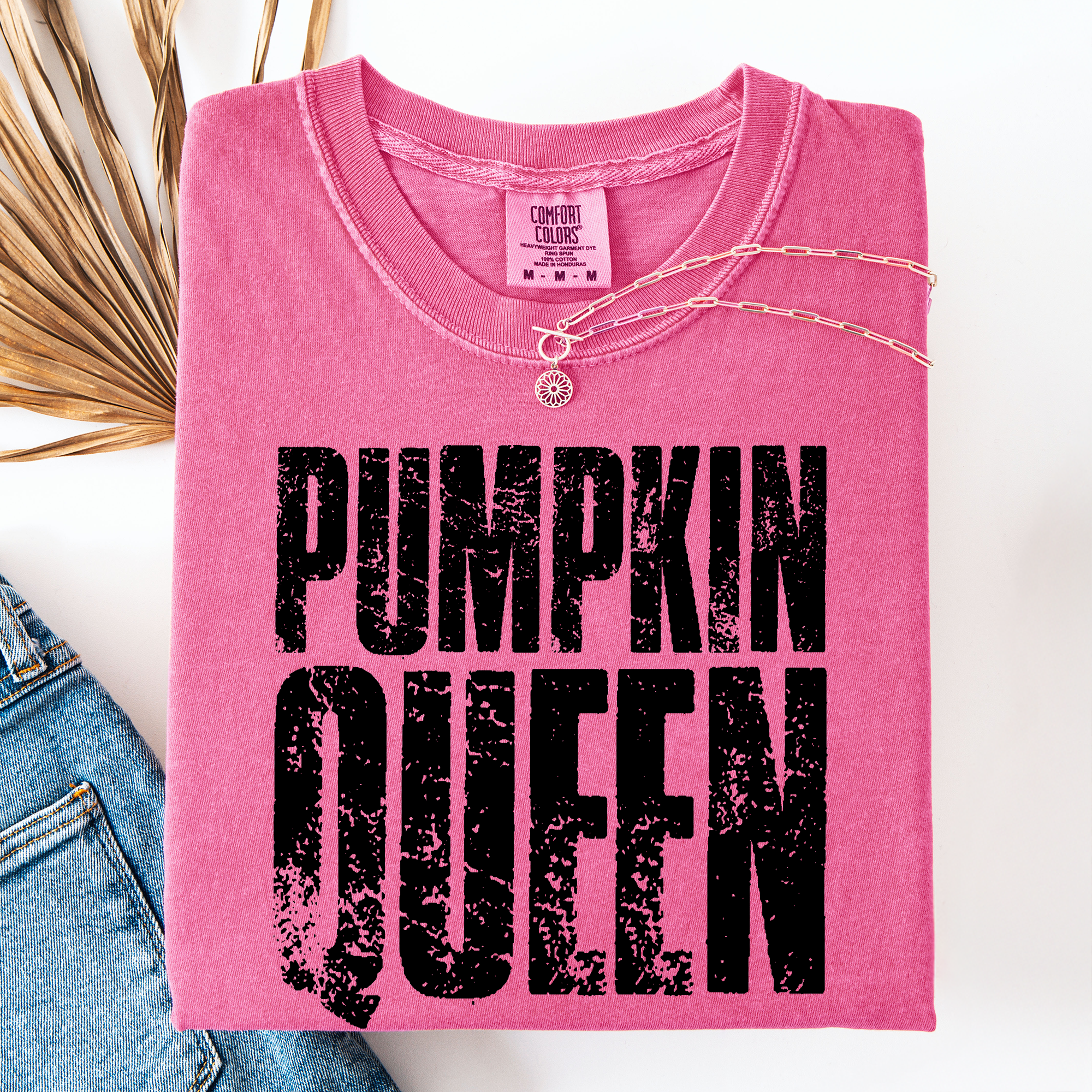 Pumpkin Queen Watercolor Leopard Print Pumpkins Bouquet Autumn Harvest Charm Comfort Colors Tee